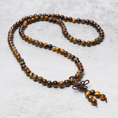 Bracelet Mala 108 perles œil de tigre pour l'ancrage et l'équilibre
