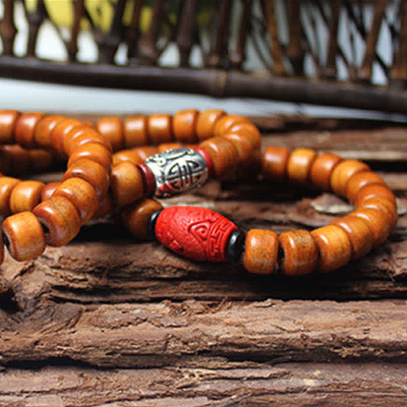 Bracelet de force en os de Yak Om Mani Padme Hum 9 mm