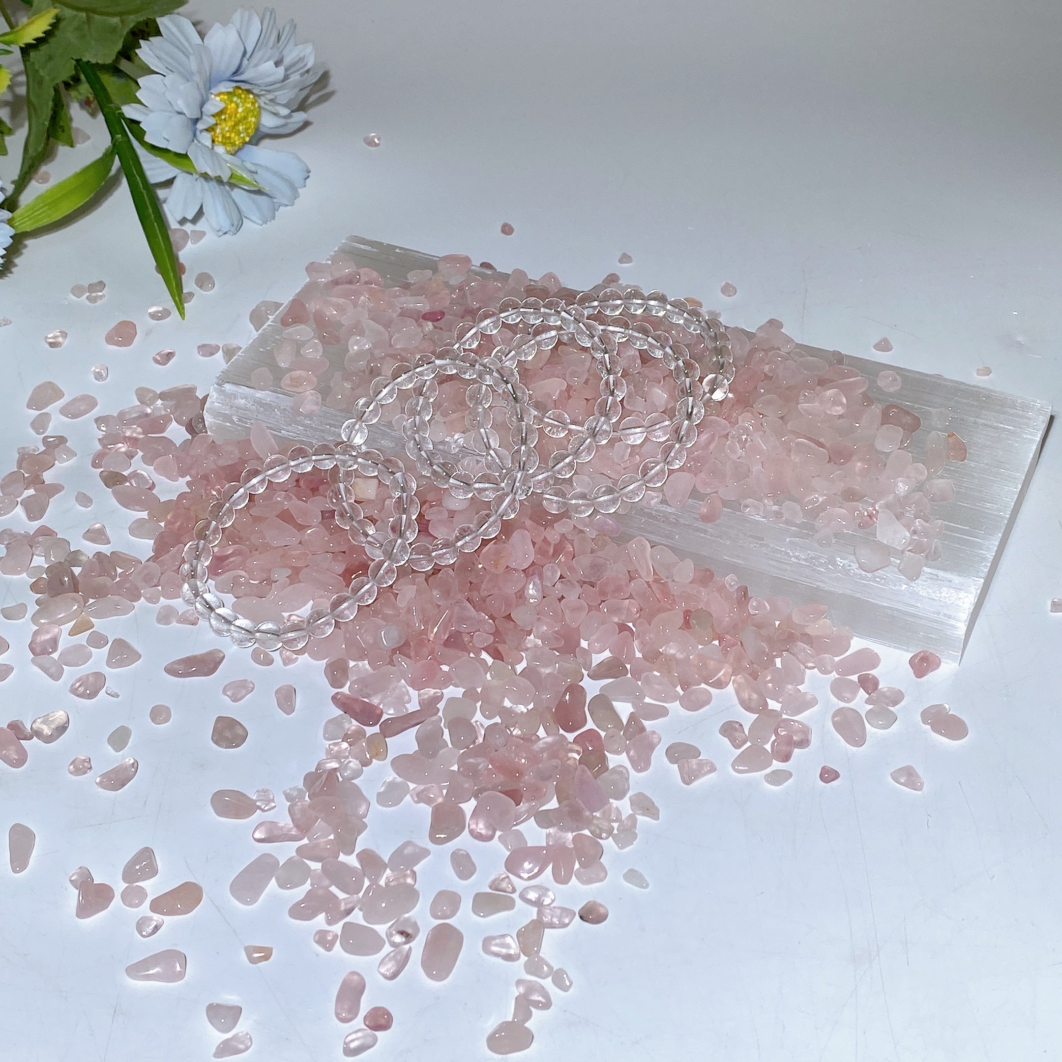 Présentoir de dalles de cristal de guérison en sélénite de 20 cm