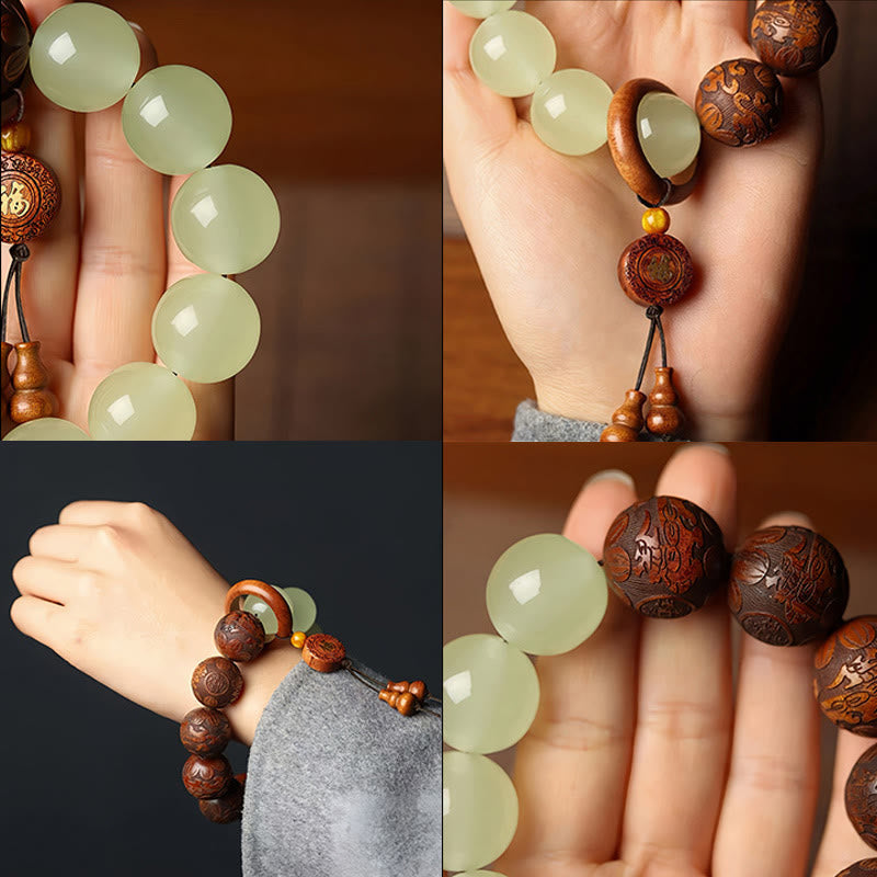 Bracelet Pixiu Fu en bois de rose 20 mm - Prospérité