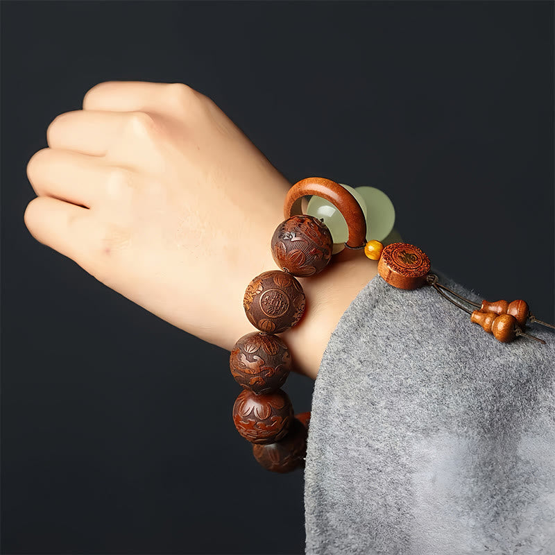 Bracelet Pixiu Fu en bois de rose 20 mm - Prospérité