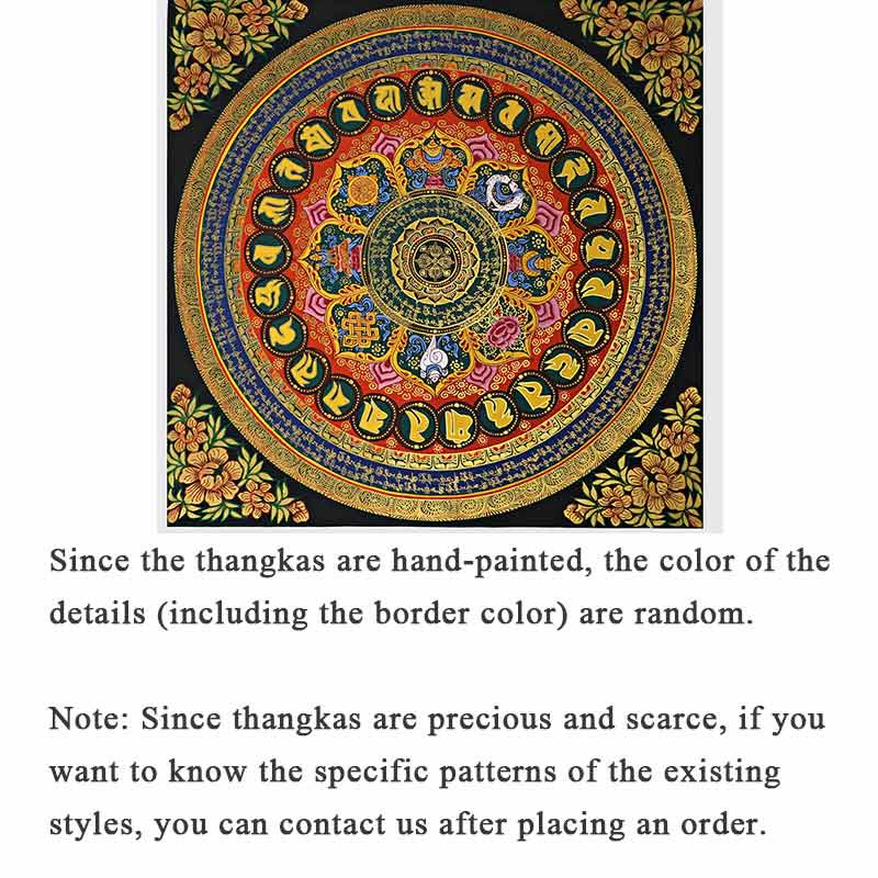 Peinture Thangka tibétaine de 21.65 pouces, décoration d'écriture Om Mani Padme Hum