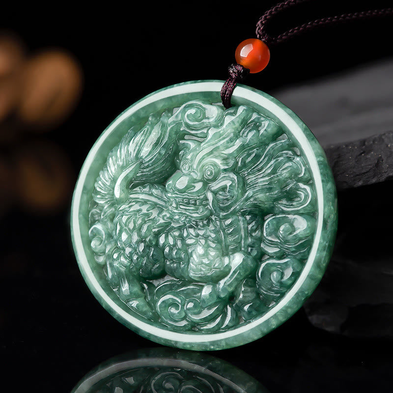Collier Kirin Abondance en jade naturel | Prospérité et chance