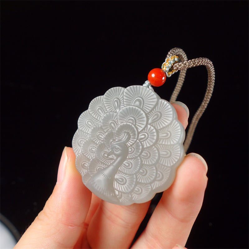 Collier de protection en jade blanc avec pendentif de bénédiction