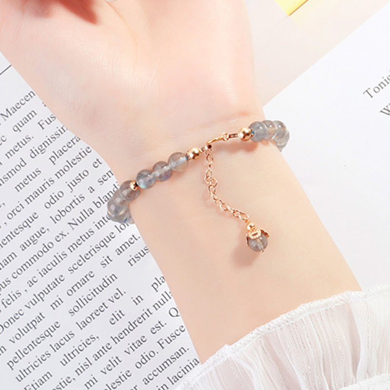 Bracelet Pixiu en quartz fraise et pierre de lune pour la richesse et l'amour