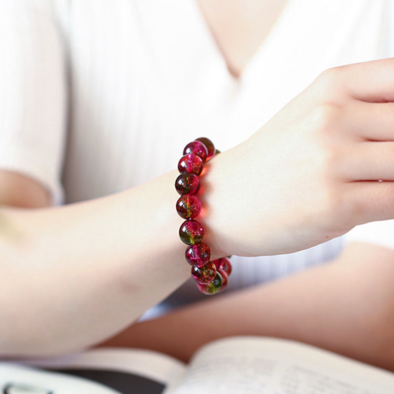 Bracelet spirituel en tourmaline de 8 mm pour l'amour et la sagesse