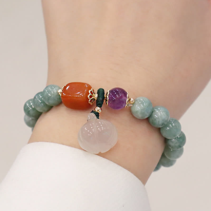 Bracelet de guérison en jade avec jade cyan et améthyste pour l'harmonie