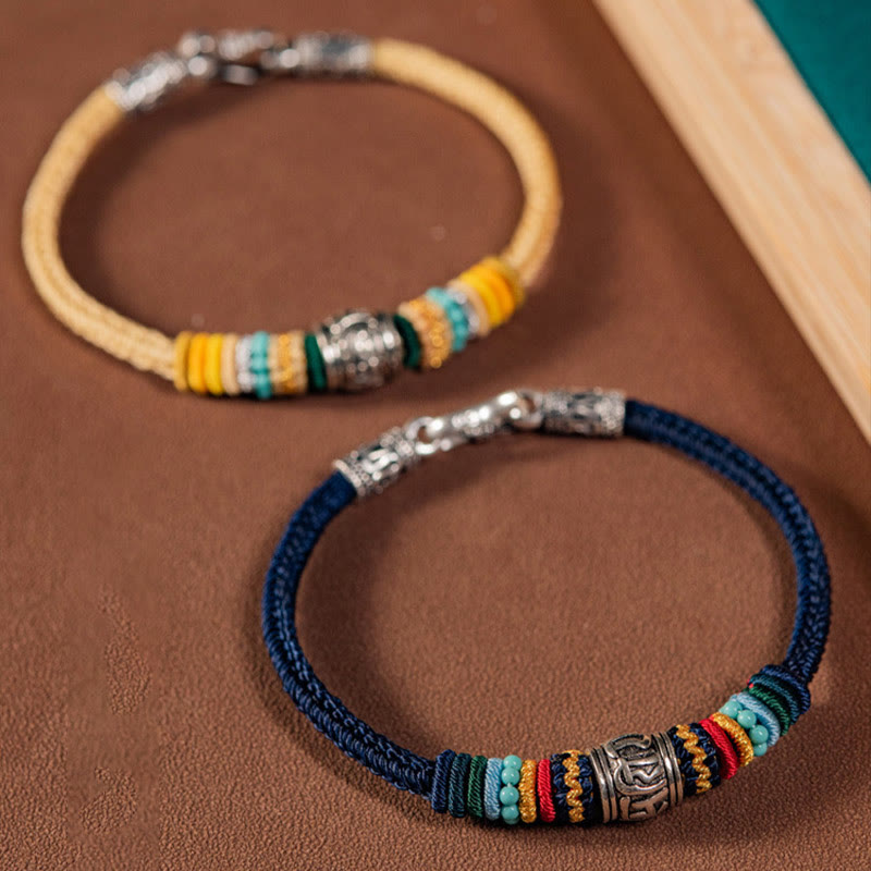 Om Mani Padme Hum Silver Bracelet | Tibetan Purity Braided