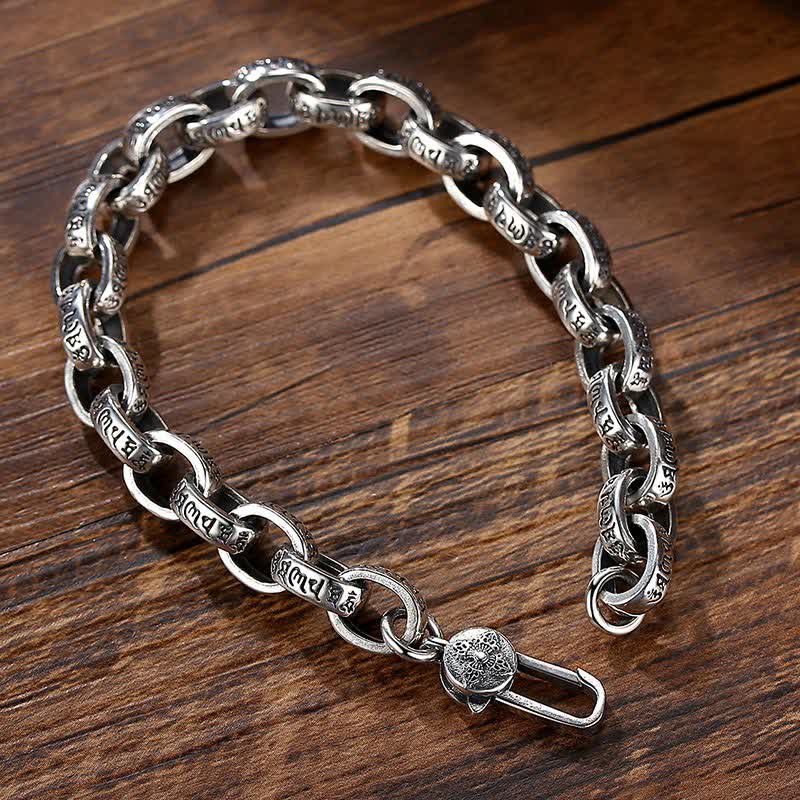 Bracelet de paix Om Mani Padme Hum en argent sterling 925 de 21 cm