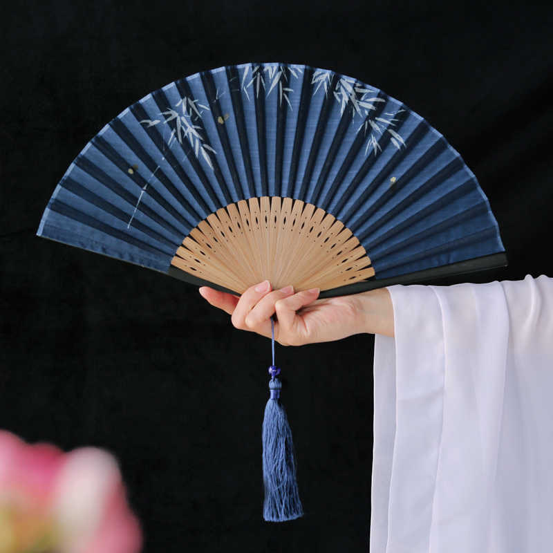 Éventail chinois pliable de 22,5 cm à motif de feuilles de bambou Firefly