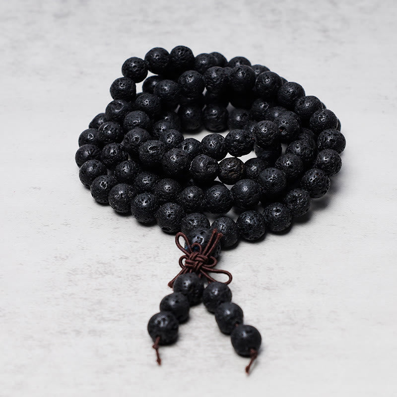 Collier et bracelet Mala en pierres précieuses de lave à 108 perles