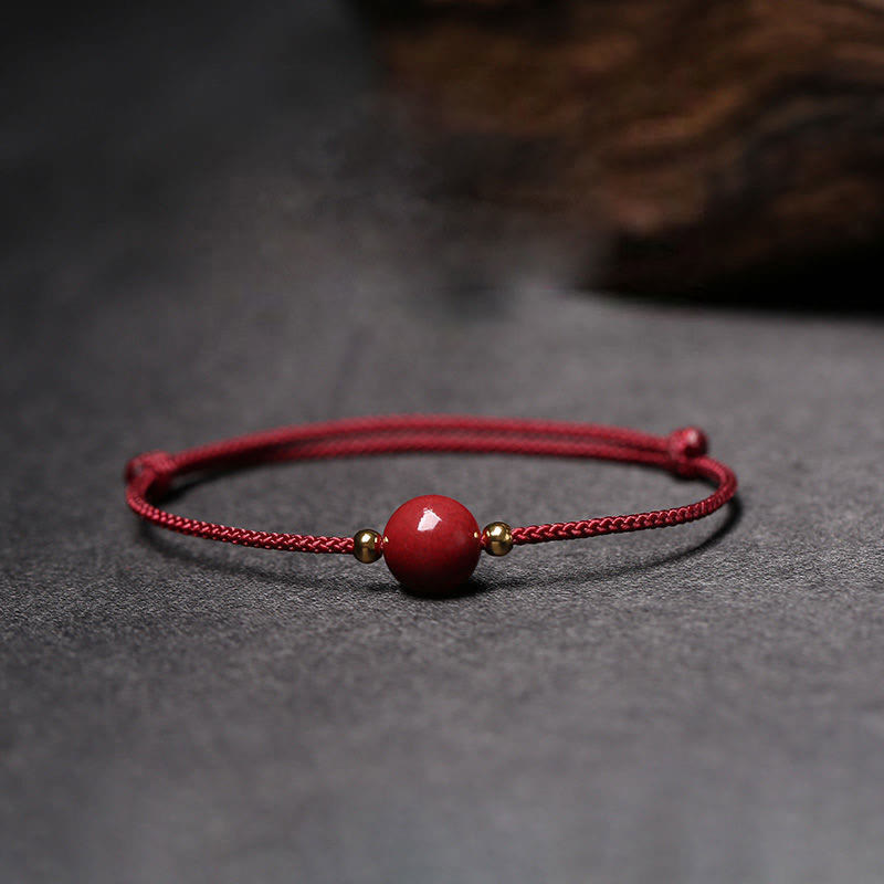 Bracelet et bracelet de cheville en cinabre avec cordon porte-bonheur