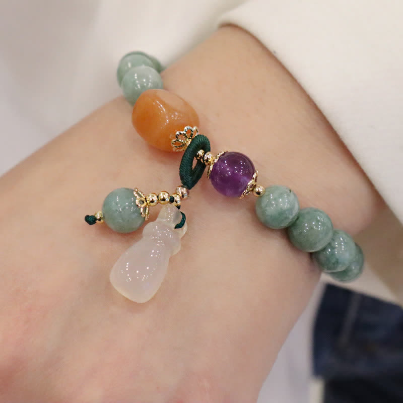 Bracelet de guérison en jade avec jade cyan et améthyste pour l'harmonie
