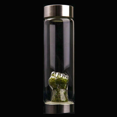 Bouteille d'eau en verre infusé de cristal péridot de 23,5 cm