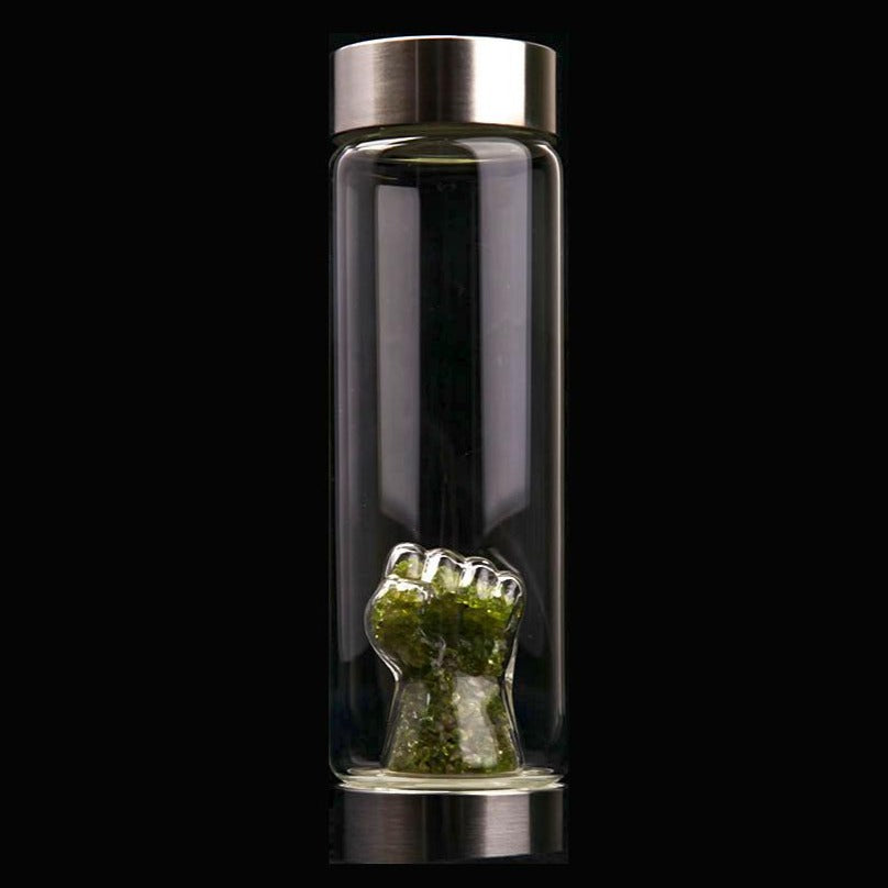 Bouteille d'eau en verre infusé de cristal péridot de 23,5 cm