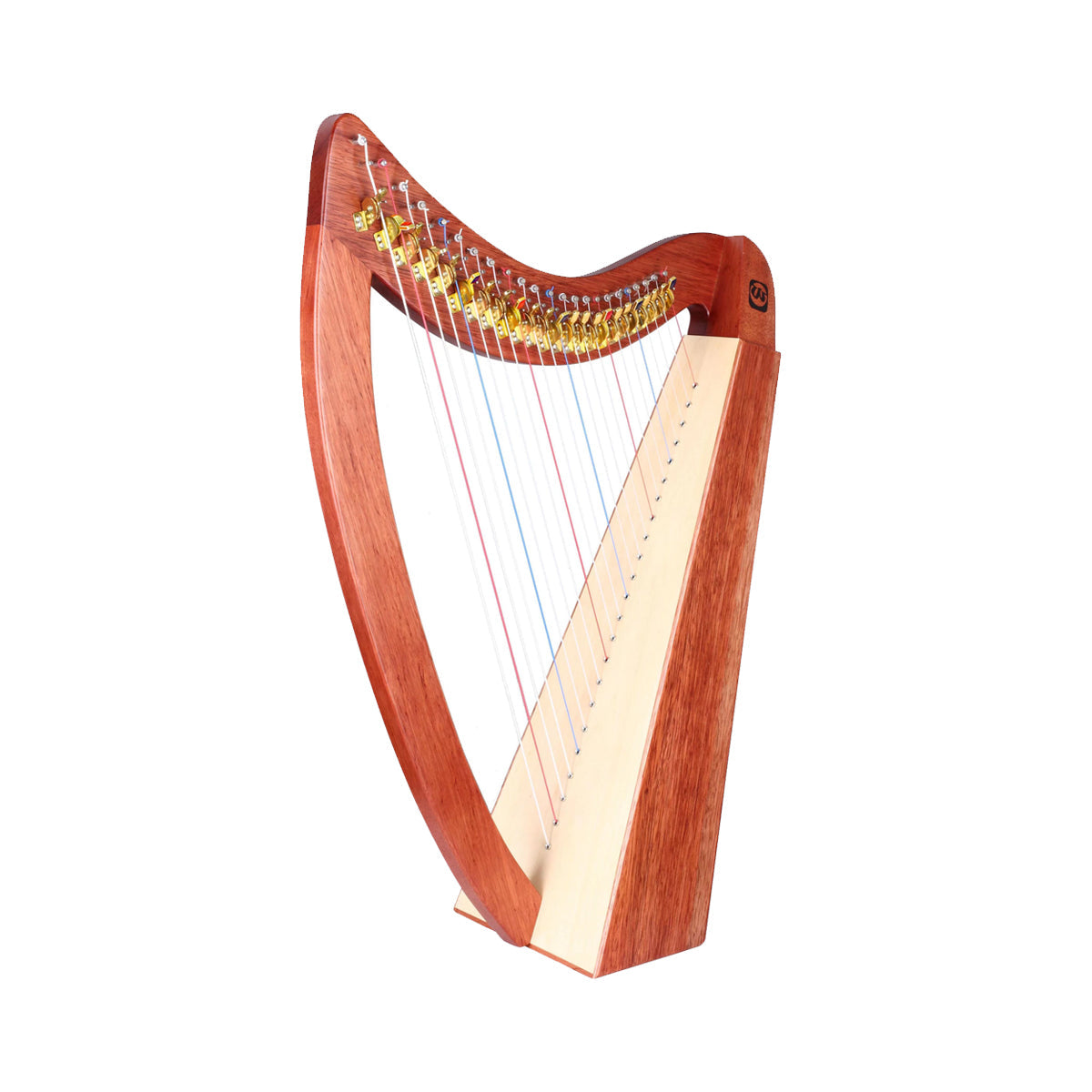 Celtic-style wooden harp with strings in 23-String Lyre Harp Instrument with Levers