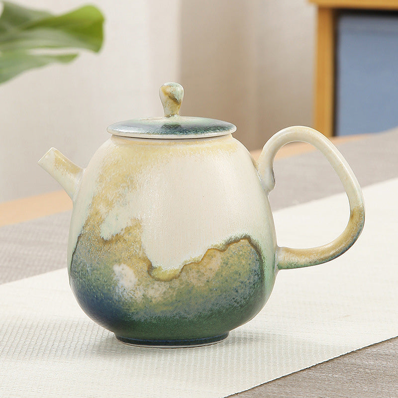 Théière Gongfu en céramique 230 ml, vert beige, pour une décoration zen