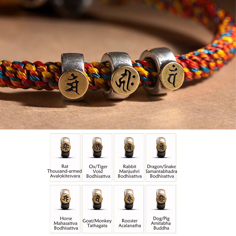 Chinese Zodiac Silver Rope Bracelet for Wealth & Protection