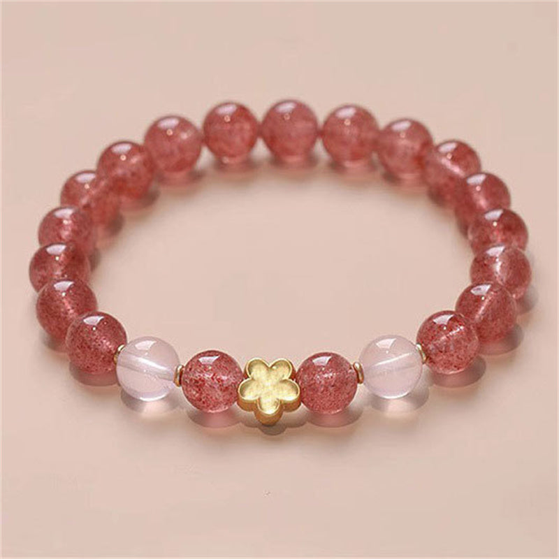 Bracelet Pixiu Fortune en quartz fraise de 8 mm