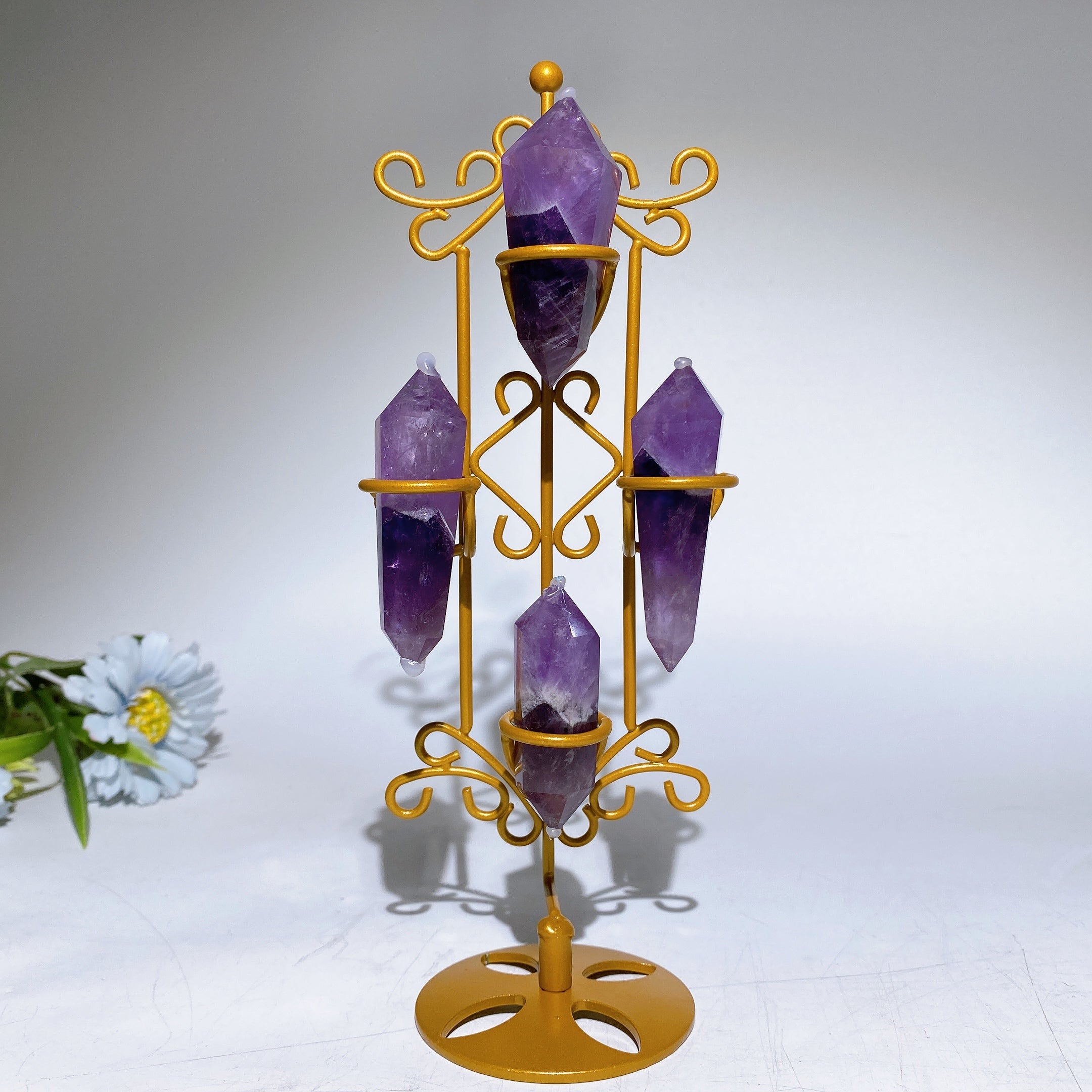 23cm Gold Metal Stand for Double Terminated Crystal Points