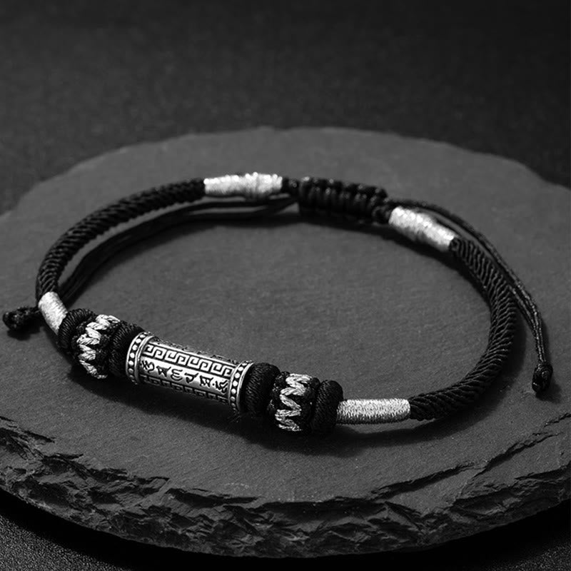 Bracelet en corde tressée en argent 925 Om Mani Padme Hum