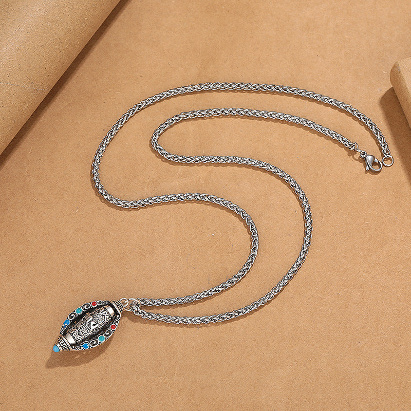 Collier pendentif rotatif Om Mani Padme Hum | Pureté