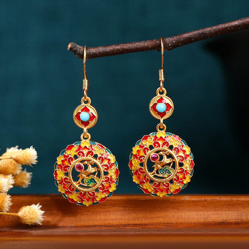 Boucles d'oreilles pendantes en cuivre plaqué or 24 carats