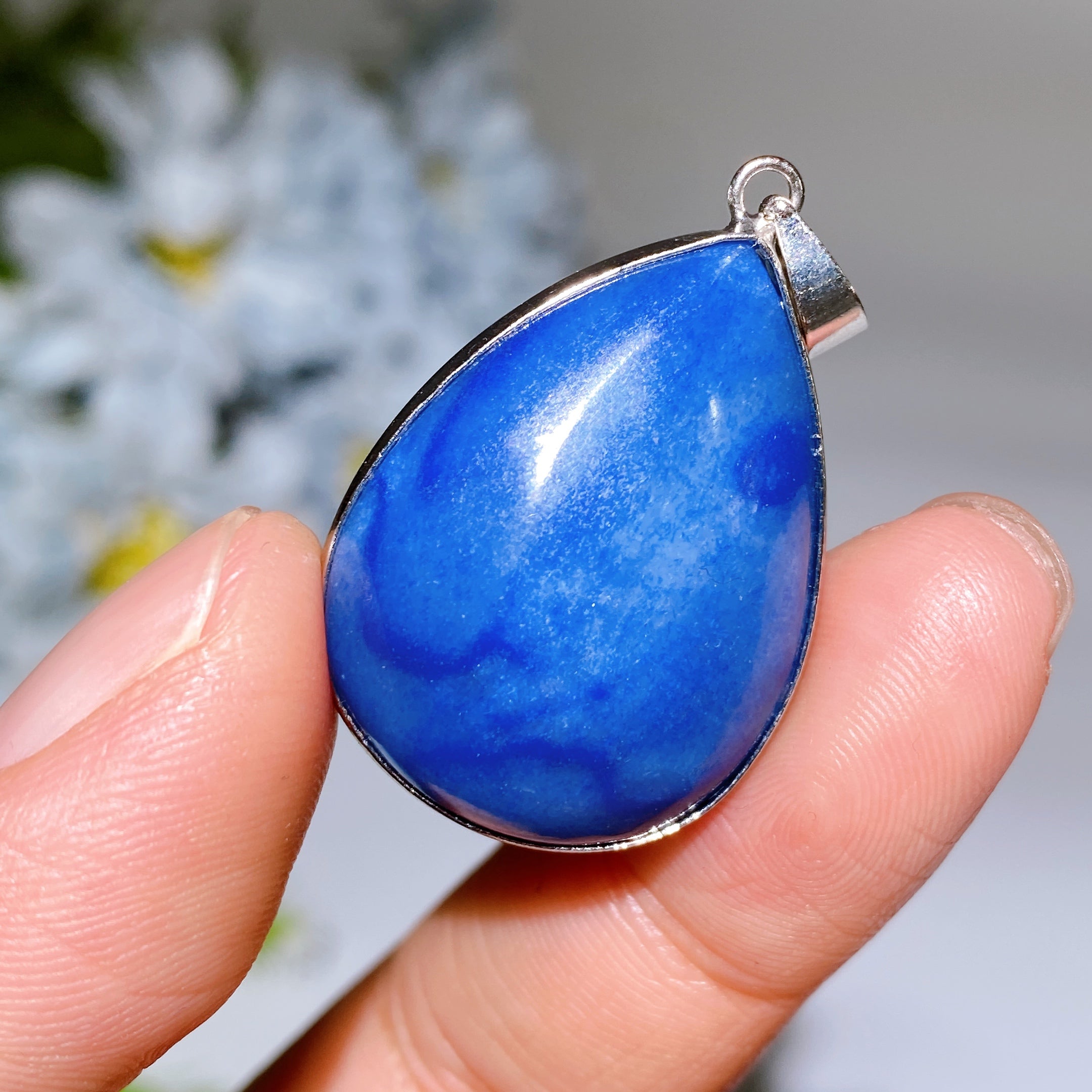 Pendentif en forme de larme d'aventurine bleue de 25 à 30 mm pour la guérison