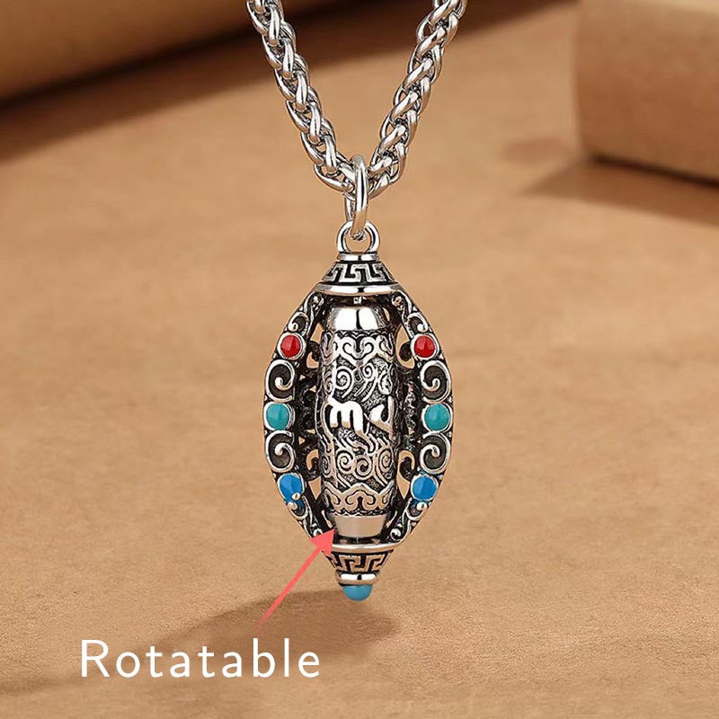 Collier pendentif rotatif Om Mani Padme Hum | Pureté