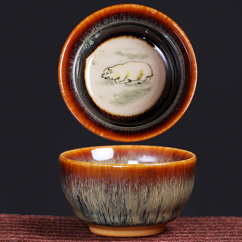Tasse à thé en céramique 73 ml avec 12 signes du zodiaque chinois pour rituel du thé