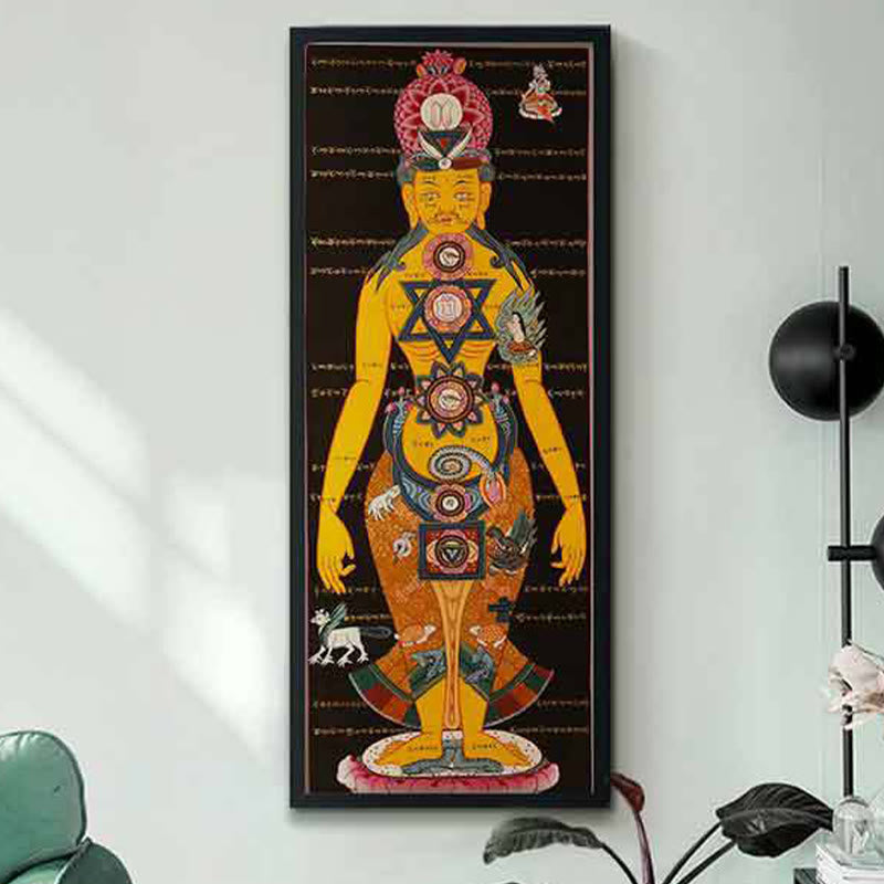 Peinture Thangka tibétaine faite à la main, 26,77 x 11,42 po