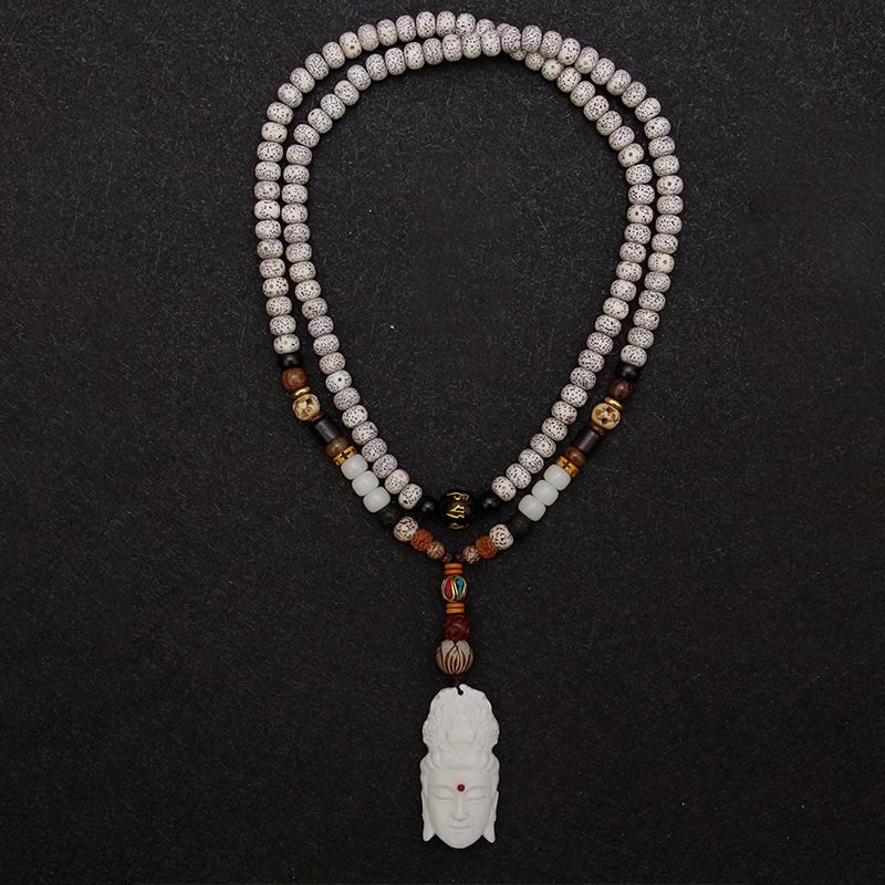 108 Beads Bodhi Seed Mala Bracelet | Avalokitesvara Pixiu Guan Gong
