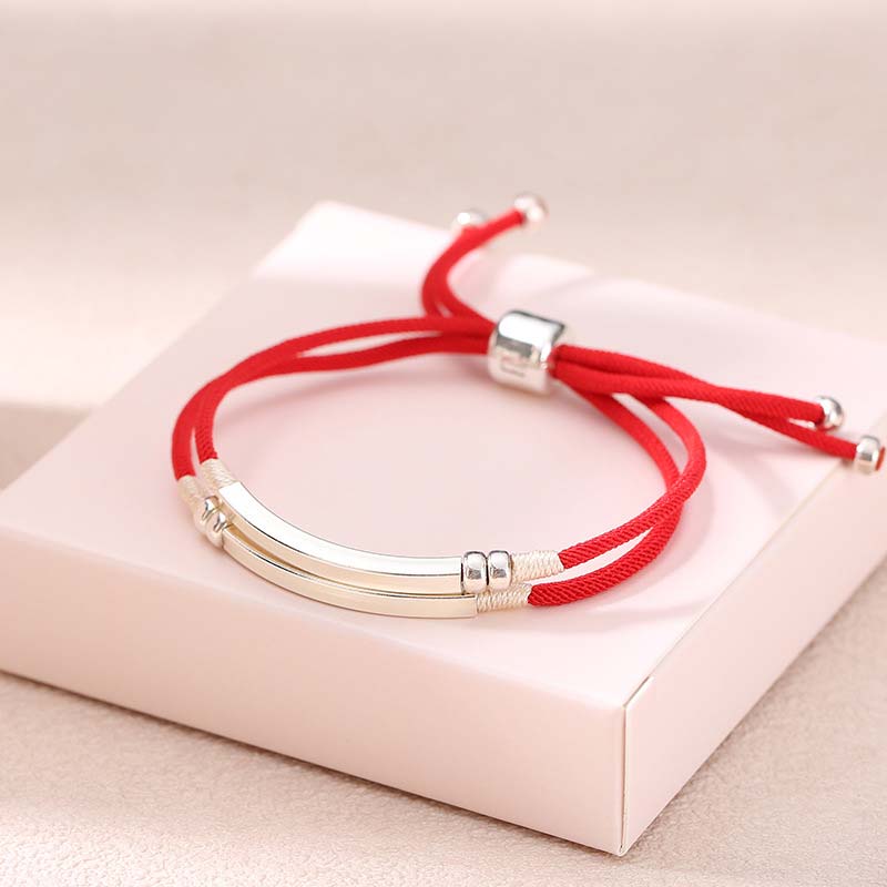 Bracelet tressé en argent sterling avec cordon rouge pour la chance et la protection