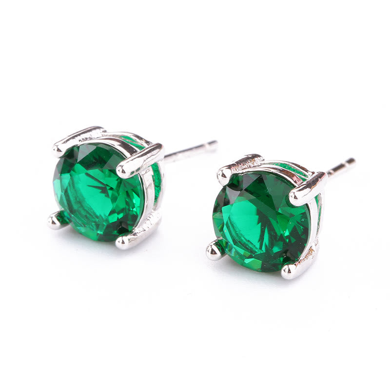 Boucles d'oreilles unisexes Love en améthyste naturelle avec diverses pierres précieuses 7 mm