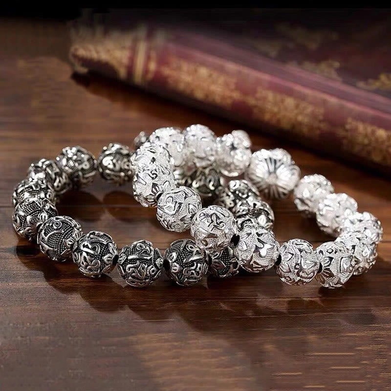 Om Mani Padme Hum Alloy Bracelet | 8mm Spiritual Protection Beads