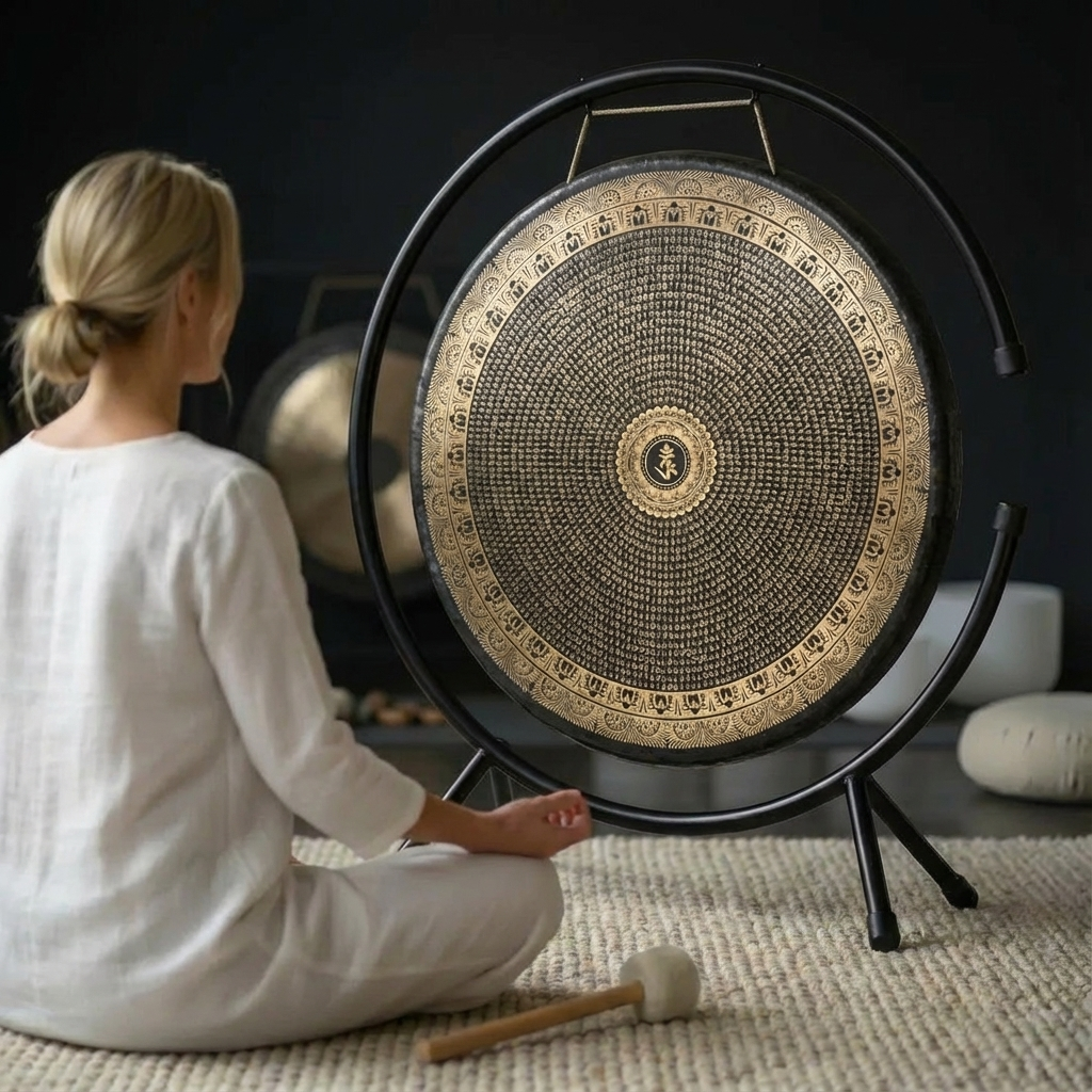 Instrument Chau Gong ancien de 18 à 36 pouces avec motifs