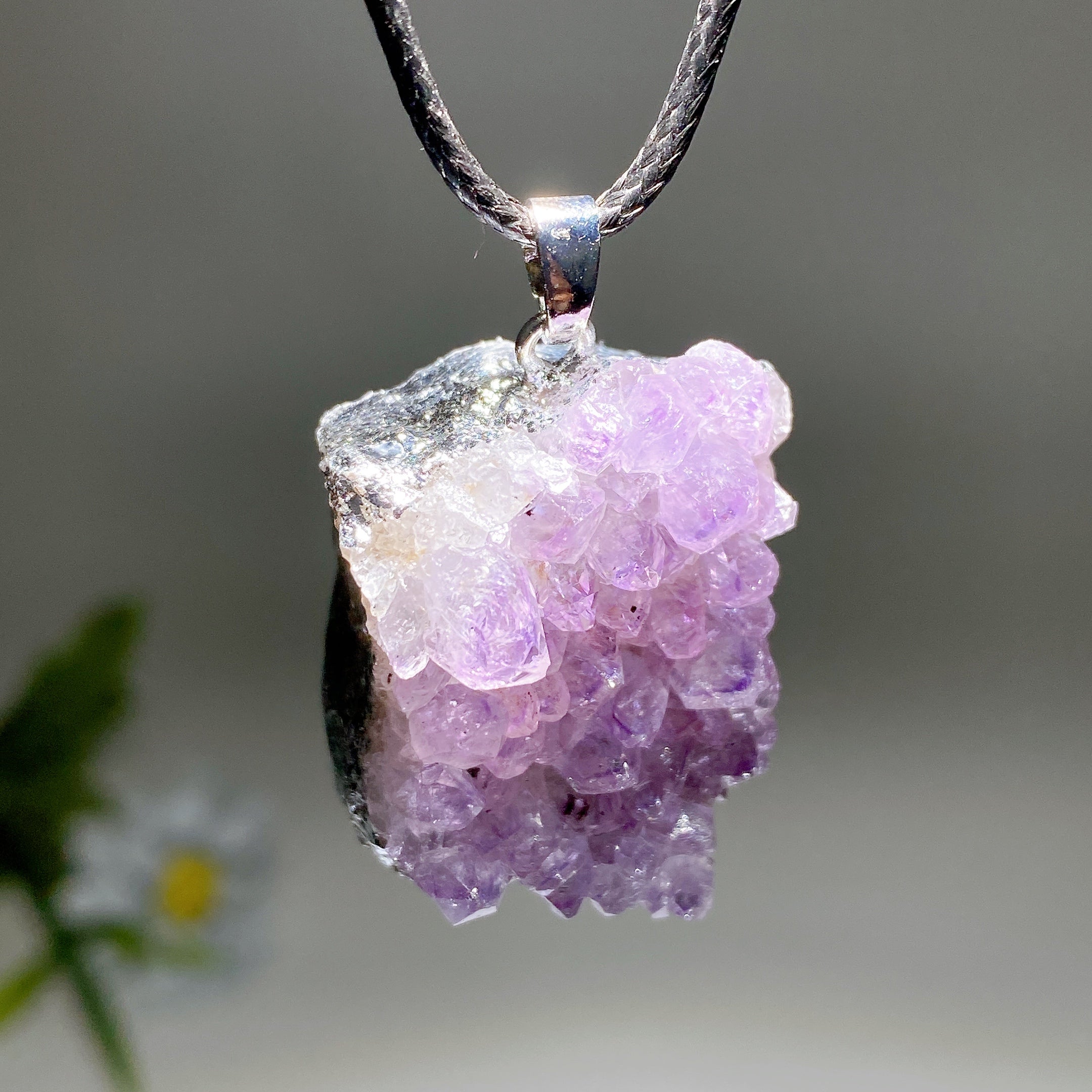 28-30mm Amethyst Cluster Pendant for Spiritual Healing