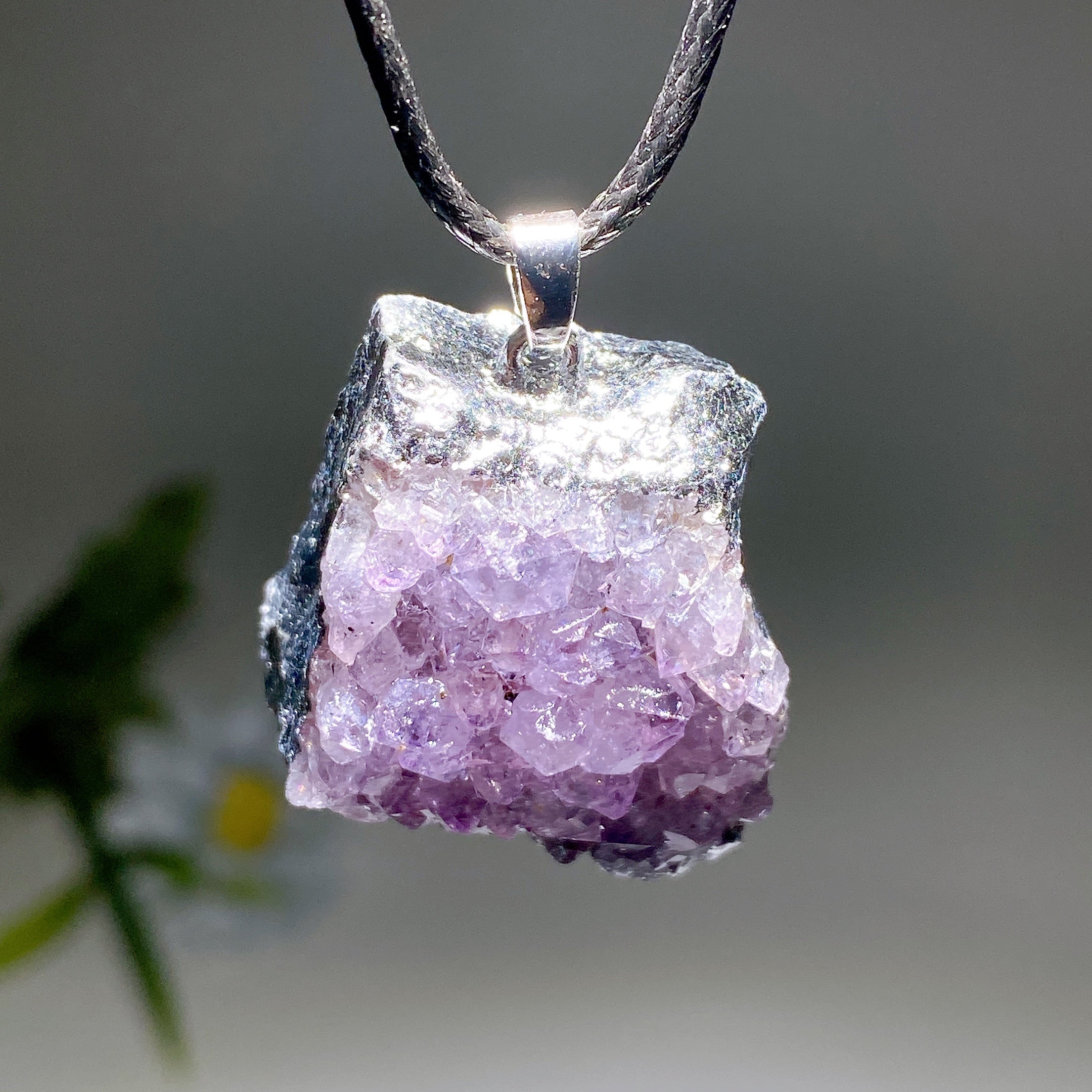 28-30mm Amethyst Cluster Pendant for Spiritual Healing