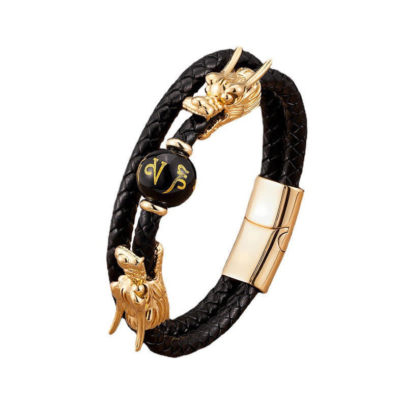 Gold Dragon Head Titanium Steel Success Bracelet
