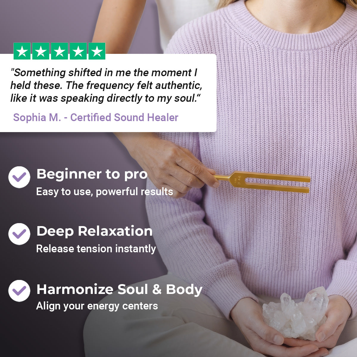 Ensemble de diapasons à résonance longue avec étui et percuteur, thérapie sonore