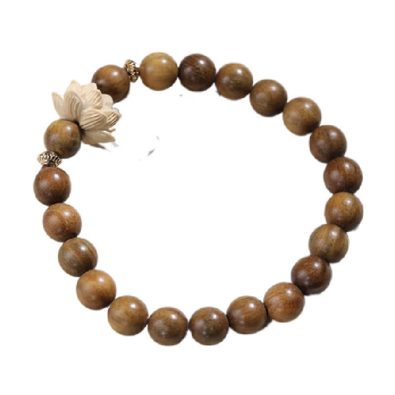 Bracelet apaisant en bois de santal vert et lotus pour la tranquillité et la paix