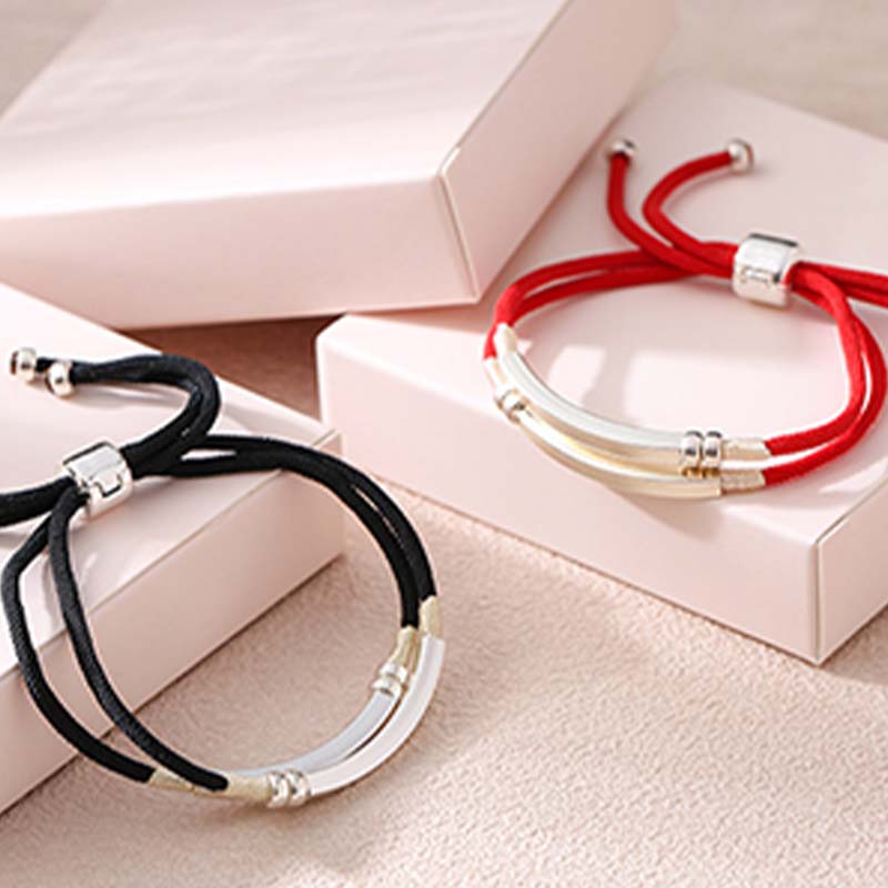 Bracelet tressé en argent sterling avec cordon rouge pour la chance et la protection