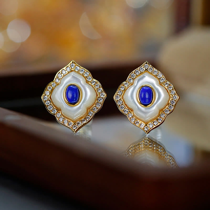 Ensemble collier et boucles d'oreilles spirituels en argent sterling et lazurite Tridacna