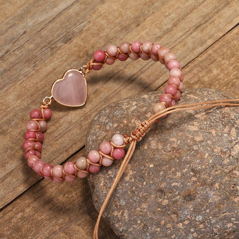 Bracelet de guérison en rhodonite | Énergie d'amour et de compassion