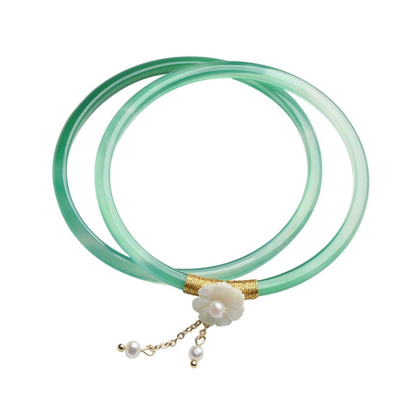 Bracelet Succès en Jade Cyan et Blanc 58mm