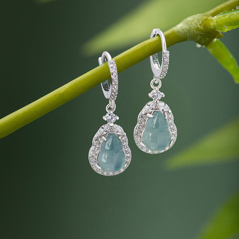 Green Jade Gourd Drop Earrings for Abundance & Prosperity