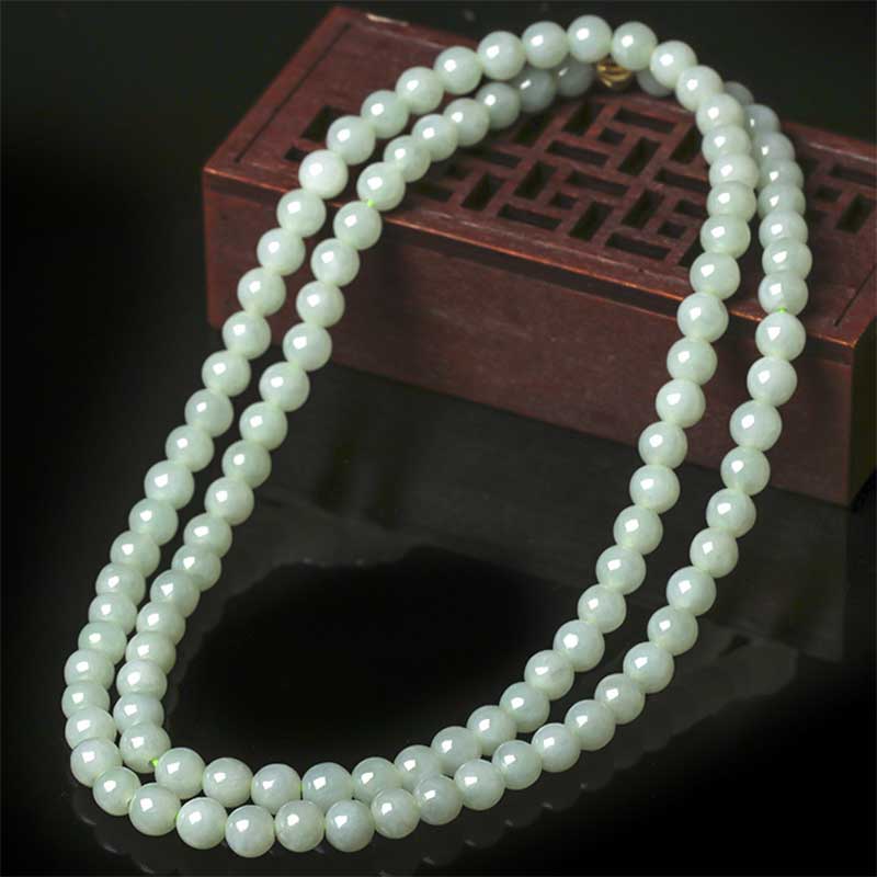 108 Beads 7mm Jade Luck Bracelet Mala for Prosperity