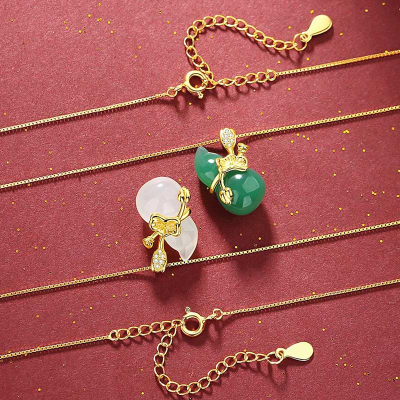 Collier unisexe en jade cyan avec feuille de lotus