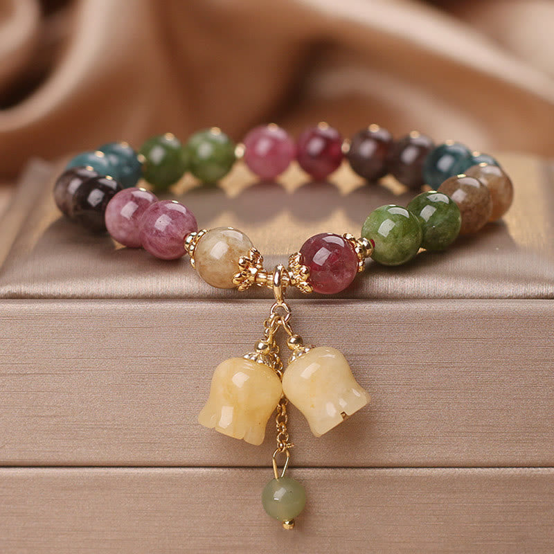 Bracelet d'amour spirituel en tourmaline colorée naturelle
