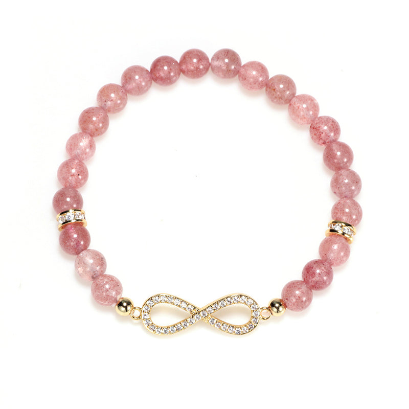 Bracelet spirituel de positivité en quartz fraise naturel de 7 mm